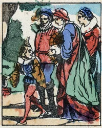Illustration pour "Riquet à la houppe", conte de Charles Perrault (1628-1703), écrivain français. Gravure sur bois de l
