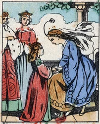 Illustration pour "Riquet à la houppe", conte de Charles Perrault (1628-1703), écrivain français. Gravure sur bois d