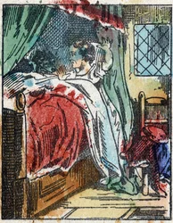 Illustration du conte "Le Petit Chaperon Rouge" par Charles Perrault. Gravure sur bois de l