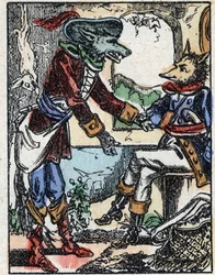 Illustration du conte « Le loup, la chèvre et les sept biquets » Gravure sur bois d