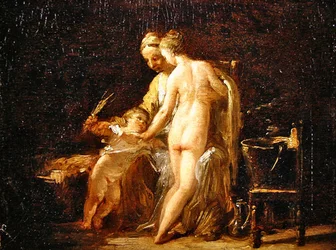 Intérieur avec une dame à son bain, vers 1800