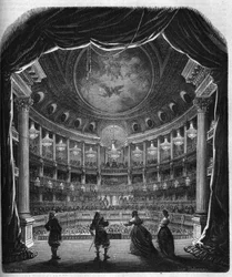 Vue intérieure du théâtre du château de Versailles. Gravure de 1867-1868.