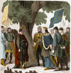 Entrevue de Gisors en Haute-Normandie entre le roi Philippe Auguste et le roi Henri II Plantagenêt d