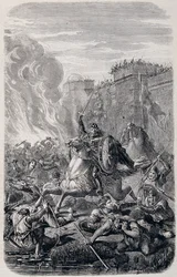 Invasion et pillage de Rome par Alaric Ier, roi des Wisigoths en 410 - dans "Histoire des papes, rois, reines et empereurs" par Lachatre, T.1