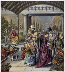 Jardin aux fleurs - dans « Boutique des petits enfants : en vacances », éd. Hachette, vers 1900
