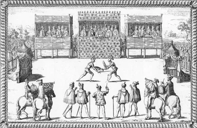 Le coup de Jarnac : Duel de Guy Chabot de Jarnac et François de Vivonne de la Châtaigneraie devant la cour à Saint-Germain-en-Laye