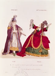 Jean-Baptiste Brizard dans le rôle de Joad et Mademoiselle Dumesnil comme Athalie, scène de l