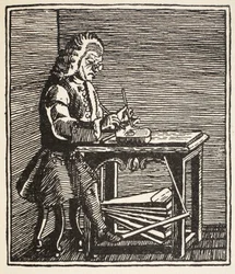 Jean Ruaux, copie par Boris Mestchersky, illustration de Histoire de la Nation Française, Sciences, Volumes I & II, par Gabriel Hanotaux, 1924