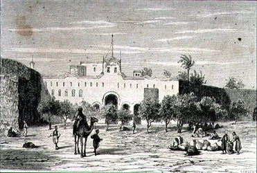 Khartoum, Soudan, dans les années 1860, gravé par Alfred Louis Sargent