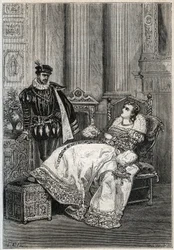 Le roi Henri II (1519-1559) et Diane de Poitiers (1499-1566) - gravure de 