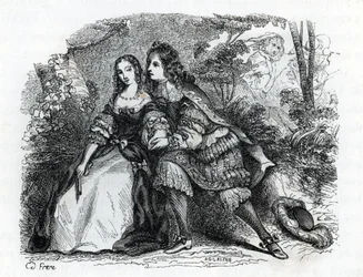 Le roi Louis XIV (1638-1715) et sa maîtresse Louise de La Vallière (1644-1710) (gravure) 1846