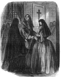 Roi de France Louis XIV (1638-1715) avec Louise Françoise de La Vallière (1644-1710). Gravure du 19ème siècle