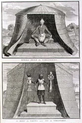 Kiwasa et le Dieu des Vents, idoles des Virginiens, illustration de 