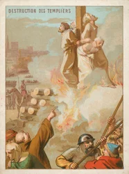 Chevaliers Templiers brûlés sur le bûcher en France