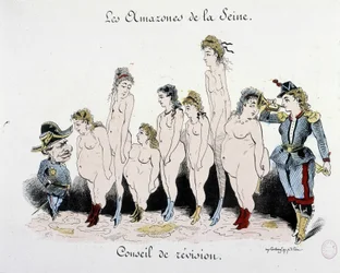 La Commune : Conseil de révision des amazones de la Seine - dessin, Musée Carnavalet