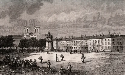La Roche-sur-Yon (La Roche sur Yon) - Pays de la Loire - place Napoléon - gravure dans « La France illustrée : géographie, histoire, administration statistique » par V.-A. Malt-Brown. 1884