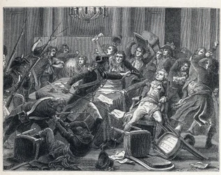 La Terreur pendant la Révolution française : arrestation de Maximilien de Robespierre (1758-1794) et de ses partisans réunis à l