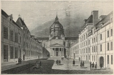 La cour de la Sorbonne à Paris au 19e siècle - Gravure dans «Tableau-de-Paris» par Edmond Texier 1852