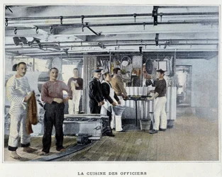 La cuisine des officiers - dans « Album militaire - Marine : La vie à bord »