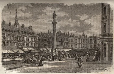 La Grand-Place à Lille - gravure de « Histoire de France » par Victor Duruy (1811-1894) - 1882