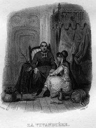 La vivandière Chanson de Béranger dans « Oeuvres complètes » (1834) par Pierre Jean de Béranger (1780-1857), poète et chansonnier français.