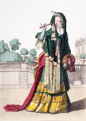 Châle en soie verte de dame, 1650