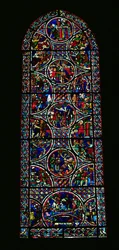 Vitrail représentant la parabole du bon Samaritain