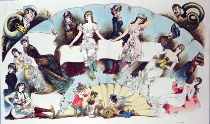 Illustrations de mise en page pour un article sur les sous-vêtements féminins, de La Vie Parisienne, c.1870