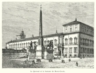 Le Quirinal et la fontaine de Monte-Cavale (gravure)