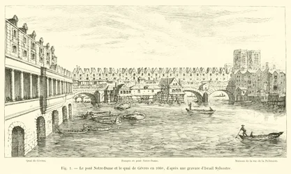 Le pont Notre-Dame et le quai de Gesvres en 1660, d