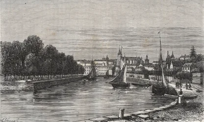 Le port de Vannes (Morbihan, France) - gravure dans "La France illustrée : géographie, histoire, administration statistique" par V.A. Malt-Brown. 1884