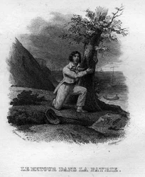 Le retour dans la patrie Chanson de Béranger dans « Œuvres complètes » (1834) de Pierre Jean de Béranger (1780-1857), poète et chansonnier français