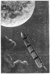 Départ pour la Lune, illustration de De la Terre à la Lune par Jules Verne (1828-1905) Paris, Hetzel, publié en 1865