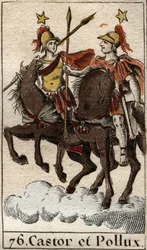 Les Dioscures Castor et Pollux. De "Mythologie de la jeunesse" par Pierre Blanchard 1803.