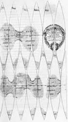 Les mers de Vénus et la découpe de ses fuseaux, étudiés par Bianchini en 1727 - dans "Les terres du ciel" de Camille Flammarion, éd. Marpon & Flammarion, Paris