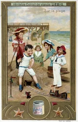 Série de chromolithographies Liebig "Jeux de plage" d