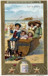 Série de chromolithographies Liebig "Jeu de plage" des enfants. sd. 19ème siècle