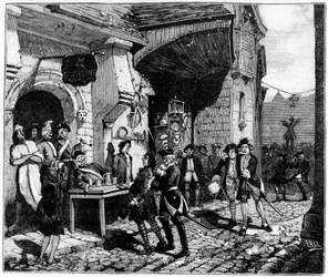 La vie à Paris sous Louis XV : les solliciteurs guettant le jeune et naïf provincial, tombant dans les griffes - dans « Paris à travers les siècles » de Gérouillac