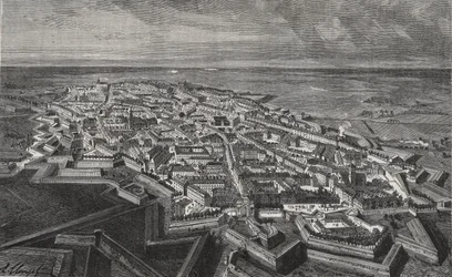 Ville de Lille dans le Nord de la France - gravure dans "La France illustrée : géographie, histoire, administration statistique" par V.A. Malt-Brown. 1884