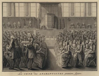 La Cène dans une église anabaptiste (gravure)