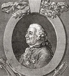 Louis-Élisabeth de la Vergne, comte de Tressan, 1705-1783. Soldat français, médecin, scientifique, médiéviste et écrivain. De Les Heures Libres publié en 1908.