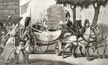 Louis XVIII entrant à Paris lors de la Restauration de 1814, de 