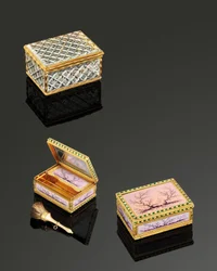 Boîte à mouches émaillée en or à double ouverture Louis XVI, Paris, 1778/79