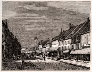 Lure - département de Haute-Saône dans la région de Bourgogne-Franche-Comté - gravure dans « La France illustrée : géographie, histoire, administration statistique » par V.-A. Malt-Brown. 1884