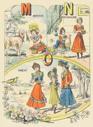 M N O: mouton, nécessaire, oiseau