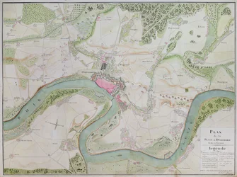 Carte de Düsseldorf et des environs (plume et encre sur papier)