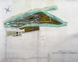 Carte du jardin du Moulin Joly. Planche de l
