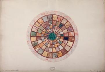 Mosaïque de marbre sur le dessus du piédestal fait pour la princesse Elisa, c.1900-20