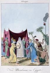 Mariage musulman en Égypte - dans « Mœurs et coutumes des peuples », éd. Hocquart, Paris