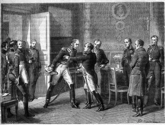Le maréchal Michel Ney change de camp, rejoint ses troupes avec Napoléon le 14 mars 1815 - Les Cent Jours - Entrevue avec le maréchal Michel Ney et Napoléon à Auxerre en 1815 - Le maréchal Ney se proclamant en faveur de Napoléon I revenant de l